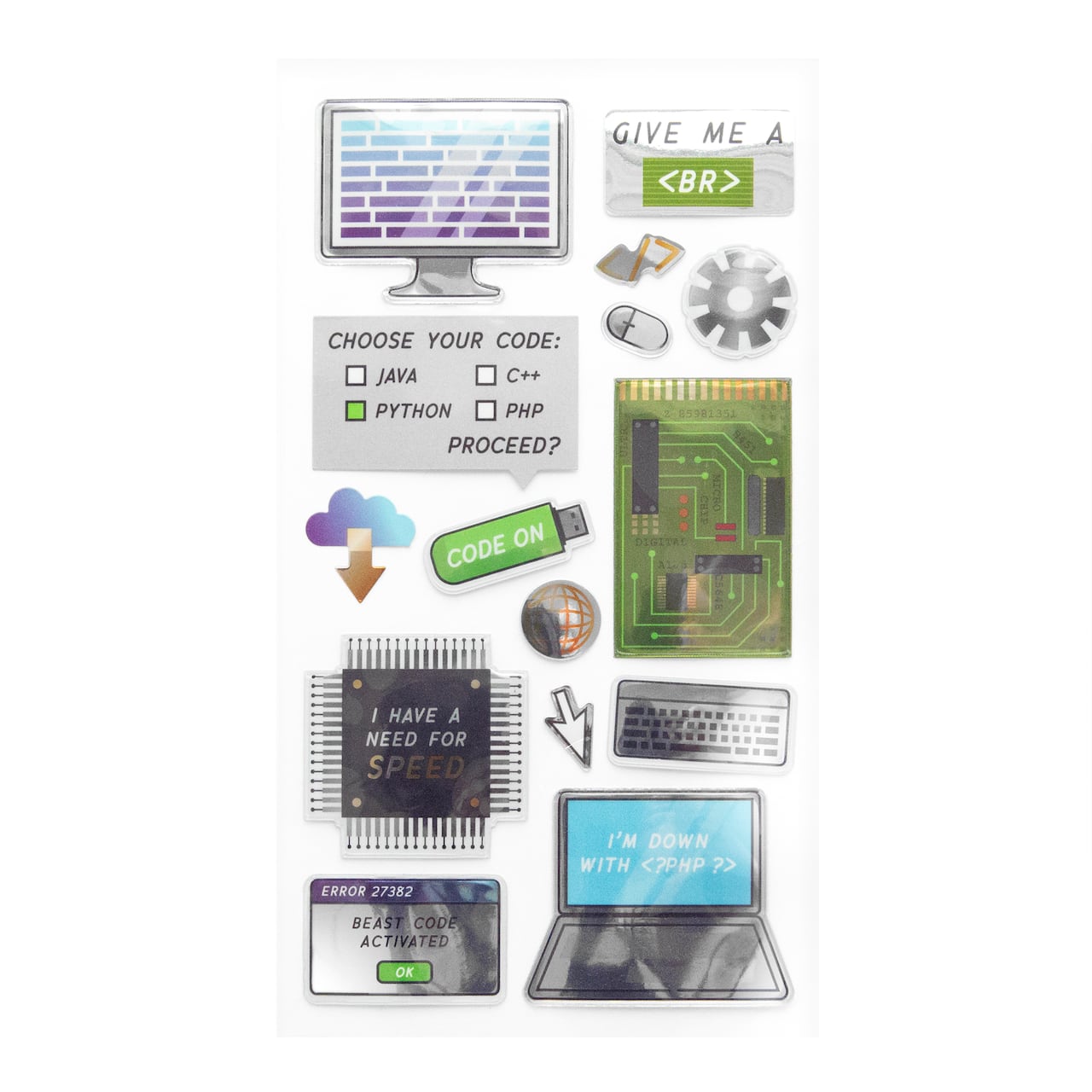 12 Pack: Computer Science Dimensional Stickers by Recollections™